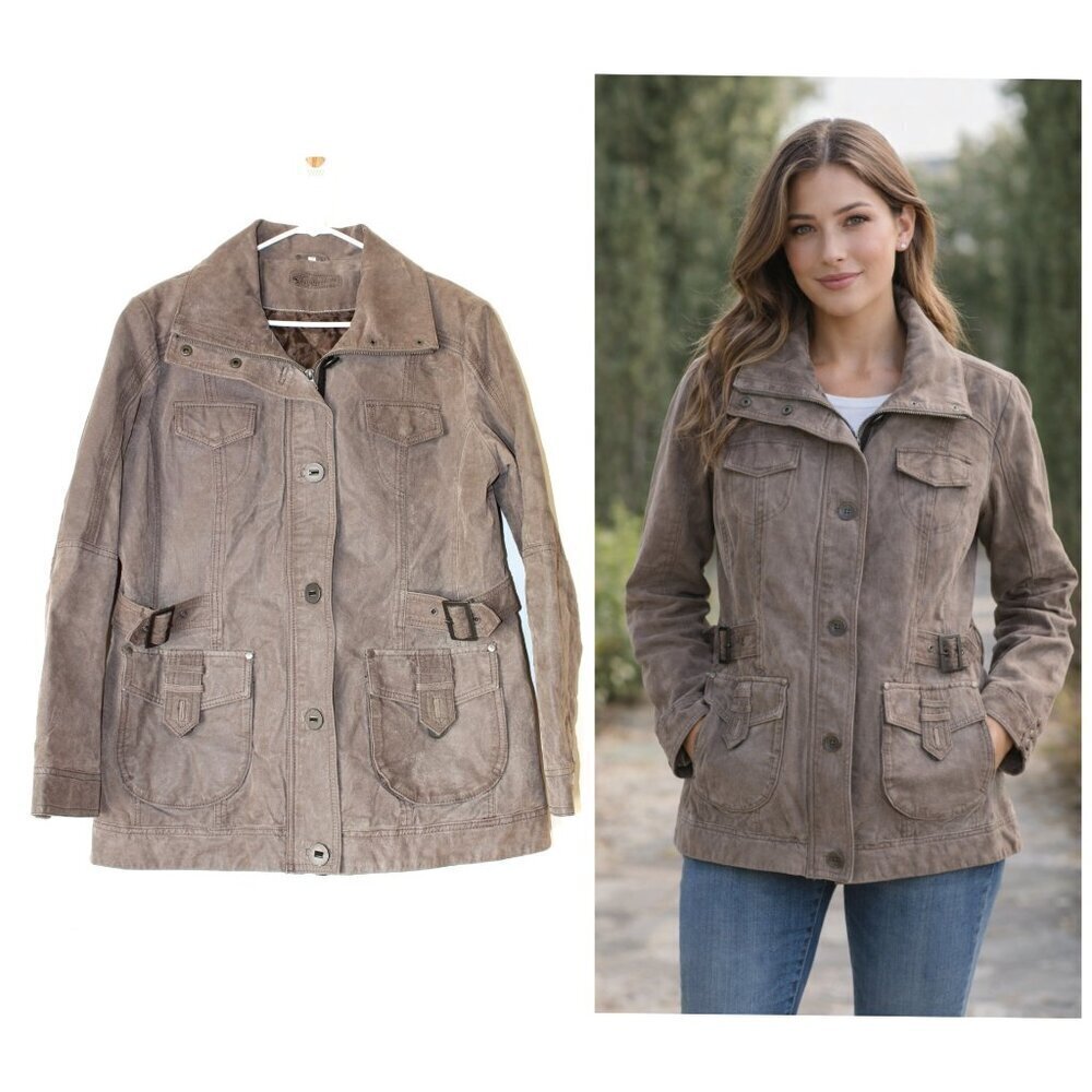 Favourites Yessica Pig Split Leather jacket Size 44/ Large US Pockets Zipup Coat